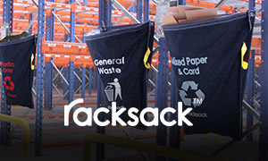 Racksack affixed to warehouse shelving system